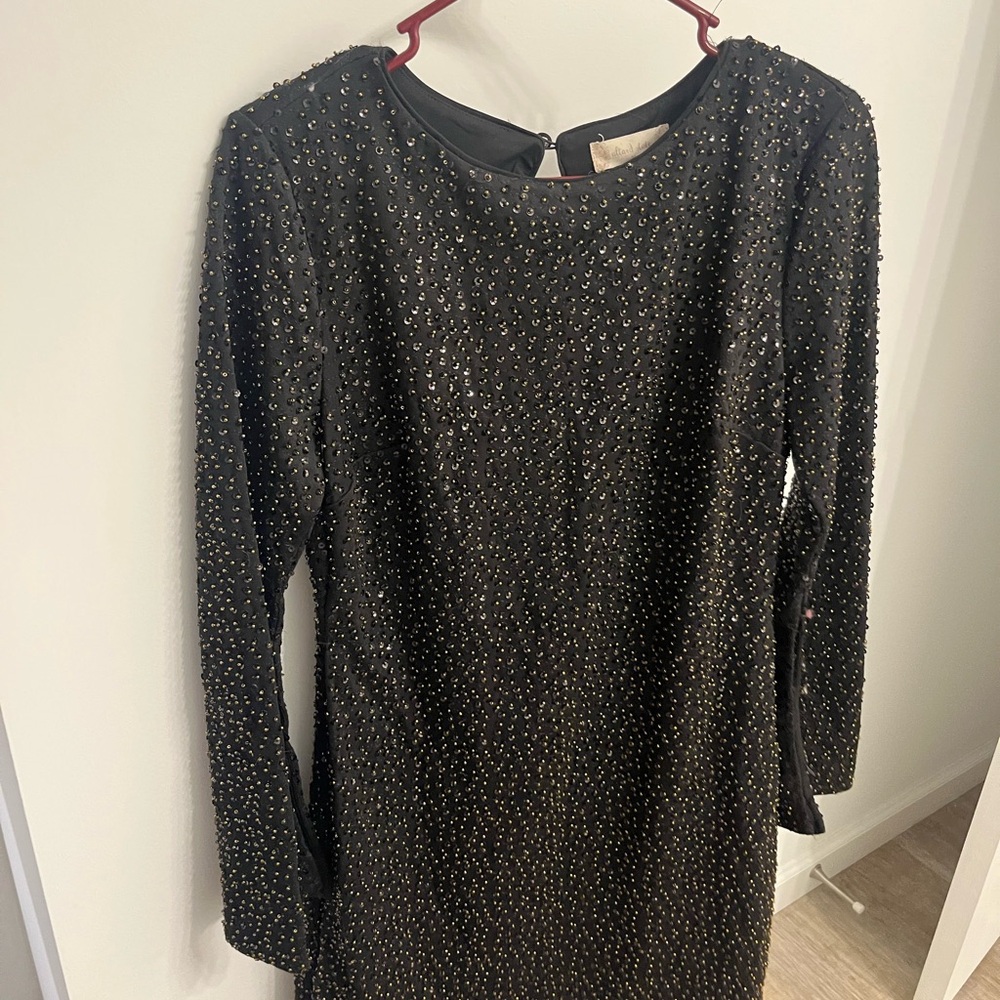 Altar'd State Black Sheath Dress Long Sleeve Crew Neck Cocktail